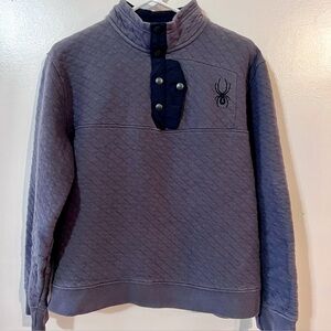 Spyder Men’s 1/4 Snap Size XL Pullover Sweater Quilted Dark Gray Fleece